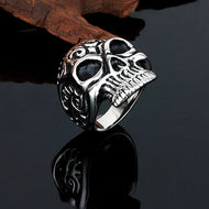 Men Cool Geothic Vintage Silver Skull Head Viking Rings Titanium Steel Retro Metal Ring For Best Friend Biker Jewelry Anelli