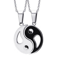 2P BFF Charm Pendant Necklaces Eight Diagrams Yin Yang Black and White Best Friends friendship Couples Lover Valentine Gift New