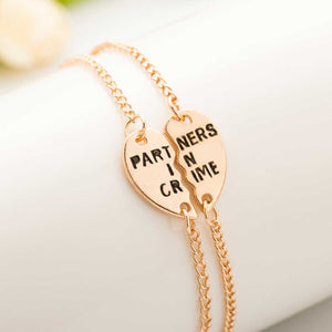 2016 New Hot Europe Style Partners In Crime Letter Hearts Alloy Friendship Bracelets Jewelry Friendship Gifts To Best Friend