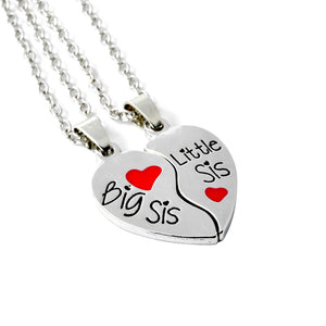 2pcs/set For Sisters BIG SIS LIL SIS Forever best friend Split Heart Family Love Pendant Necklace Gift Bff Necklace