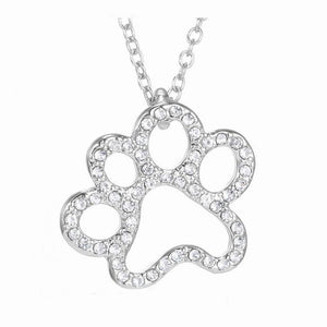 New Lovely Cat Paw Black White 2 cat On Heart Crystal Pendant Necklace For Women Girl Best Friend Gift Small Cat Jewelry