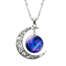 1 Pcs Hollow Moon & Glass Galaxy Statement Necklaces Silver Chain Pendants 2016 New Fashion Jewelry Collares Friend Best Gifts