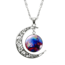 1 Pcs Hollow Moon & Glass Galaxy Statement Necklaces Silver Chain Pendants 2016 New Fashion Jewelry Collares Friend Best Gifts