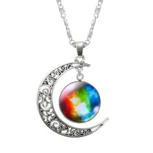 1 Pcs Hollow Moon & Glass Galaxy Statement Necklaces Silver Chain Pendants 2016 New Fashion Jewelry Collares Friend Best Gifts