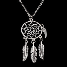 2016 best deal fashion women retro brush feather necklace jewelry Bohemia dreamcatcher pendant chain necklace gift