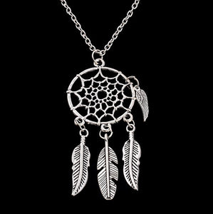 2016 best deal fashion women retro brush feather necklace jewelry Bohemia dreamcatcher pendant chain necklace gift