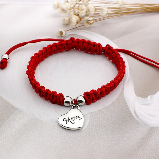 I Love You Mom Red Thread Jewelry Bracelets Lucky Jewelry For Mun Charm Bracelets Best Gift Family Bless Bracelete Feminino