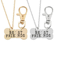 2Pcs/Set Pet Dog Bones Best Friends Necklace Dog Bone BFF Statement Necklaces For Women Key chain Necklaces & Pendants Colar