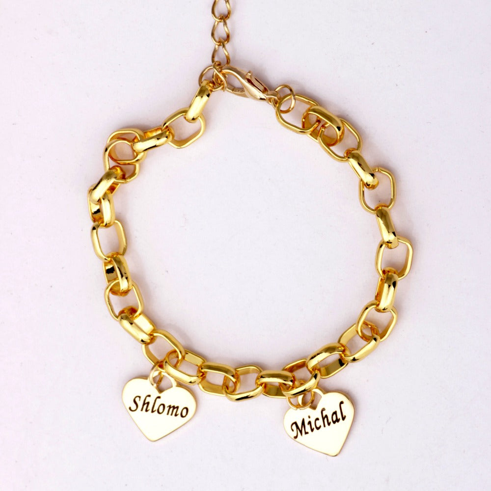 Mother's Personalized Heart Charm Bracelet Custom Made with up to 19 Names Best Gift for Mom and Kids Can Drop Shipping YP2758