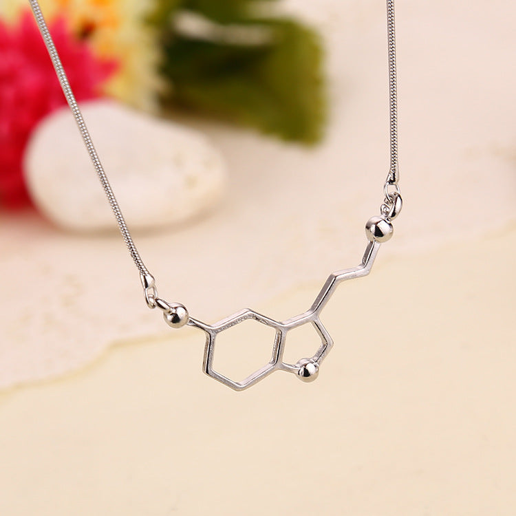 Charms Chemistry Dopamine Design Silver Plated Pendants Necklaces 3 Beads Suspension For Best Friend Bijouterie Collier