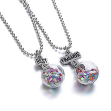 New Arrive Best Friends BFF Glass Ball Bottle Multicolor Paillette And Crystal Pendant Pendant Bead Chain Necklace kids jewelry