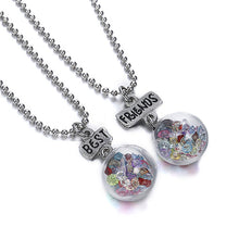 New Arrive Best Friends BFF Glass Ball Bottle Multicolor Paillette And Crystal Pendant Pendant Bead Chain Necklace kids jewelry