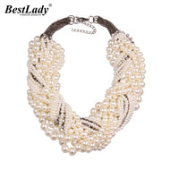 Best lady New Fashion Z Bib Collar Necklace & pendant  Luxury Choker Simulated pearl Necklace Statement Jewelry9955