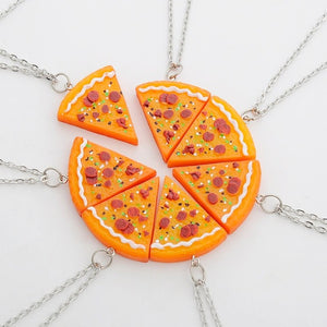 7 PCS In 1 Set Pizza Necklace Best Friends Forever Necklace or Keychian For Friendship Best Gifts  for Friends