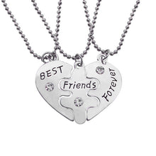 2017 Fashion Bohemian Best Friends BFF Pendant Necklaces 3 PCS/Set Charms Heart Necklace Rhinestone Choker Statement Necklace