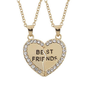 2017 Fashion Bohemian Best Friends BFF Pendant Necklaces 3 PCS/Set Charms Heart Necklace Rhinestone Choker Statement Necklace