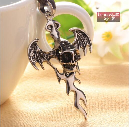 1pc Punk Angry Skull Flame Cross 316L Stainless Steel Weird Hellfire men Necklace Pendant Chain Jewelry New Arrival Best Price