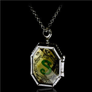 Fashion Jewelry Charm HP Horcrux Locket Glass Box Locket Necklace Double Side Letter Pendants Necklaces Chain Best Gift For Fans