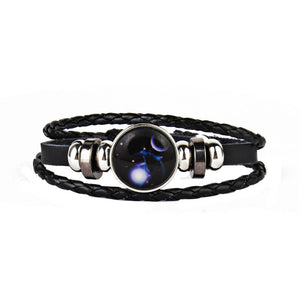 12 Constellations Faux Leather Bracelet Unisex's Braided Bangle A