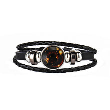 12 Constellations Faux Leather Bracelet Unisex's Braided Bangle A