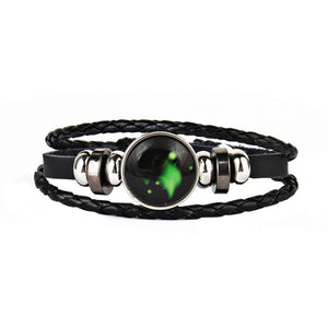 12 Constellations Faux Leather Bracelet Unisex's Braided Bangle A