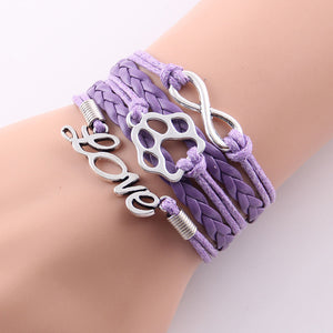 Little MingLou infinity love pet paw charm dog bracelet best friend leather wrap men bracelets & bangles for women jewelry