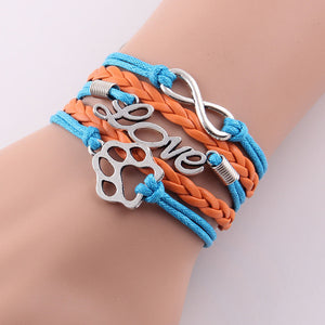 Little MingLou infinity love pet paw charm dog bracelet best friend leather wrap men bracelets & bangles for women jewelry