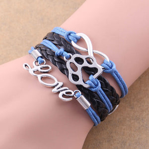 Little MingLou infinity love pet paw charm dog bracelet best friend leather wrap men bracelets & bangles for women jewelry