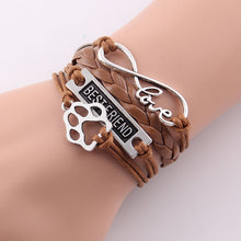 Little MingLou infinity love pet paw charm dog bracelet best friend leather wrap men bracelets & bangles for women jewelry