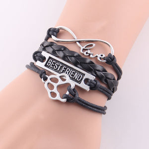 Little MingLou infinity love pet paw charm dog bracelet best friend leather wrap men bracelets & bangles for women jewelry