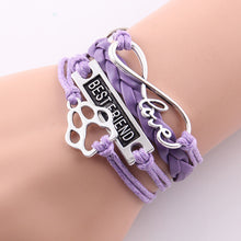 Little MingLou infinity love pet paw charm dog bracelet best friend leather wrap men bracelets & bangles for women jewelry