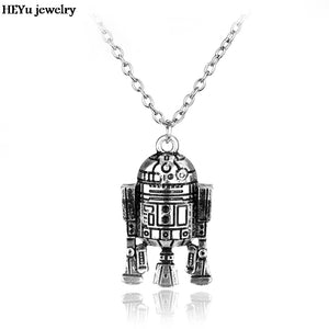 Star Wars Robot R2D2 Pendant Necklace Maxi Long Necklace Jewelry High Quality for Women Men Best Friend Ship Gift Sikver jewelry