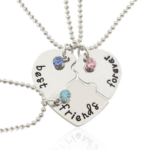 Fashion Best Friend Forever Statement Necklace Sets 3 Pieces Puzzle Broken Heart Necklaces & Pendants BFF Collier  Friendship